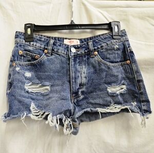 Signature Eight - Blue Distressed Denim Shorts - (S)